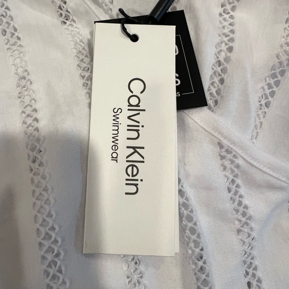Calvin Klein Striped Maxi Caftan Cover-up in Soft White - Picture 8 of 9